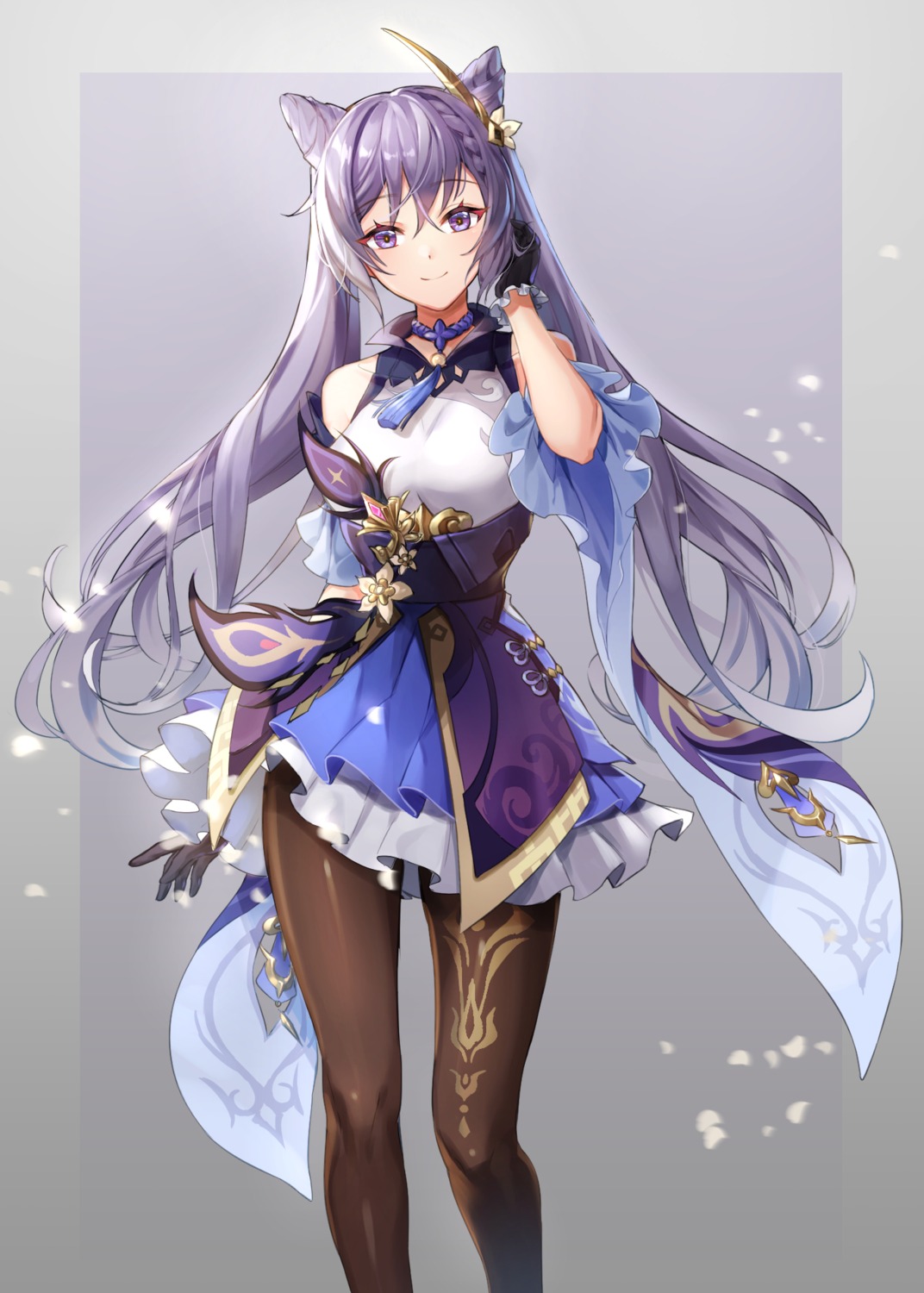 asian_clothes, chibi_vanille, genshin_impact, keqing, pantyhose