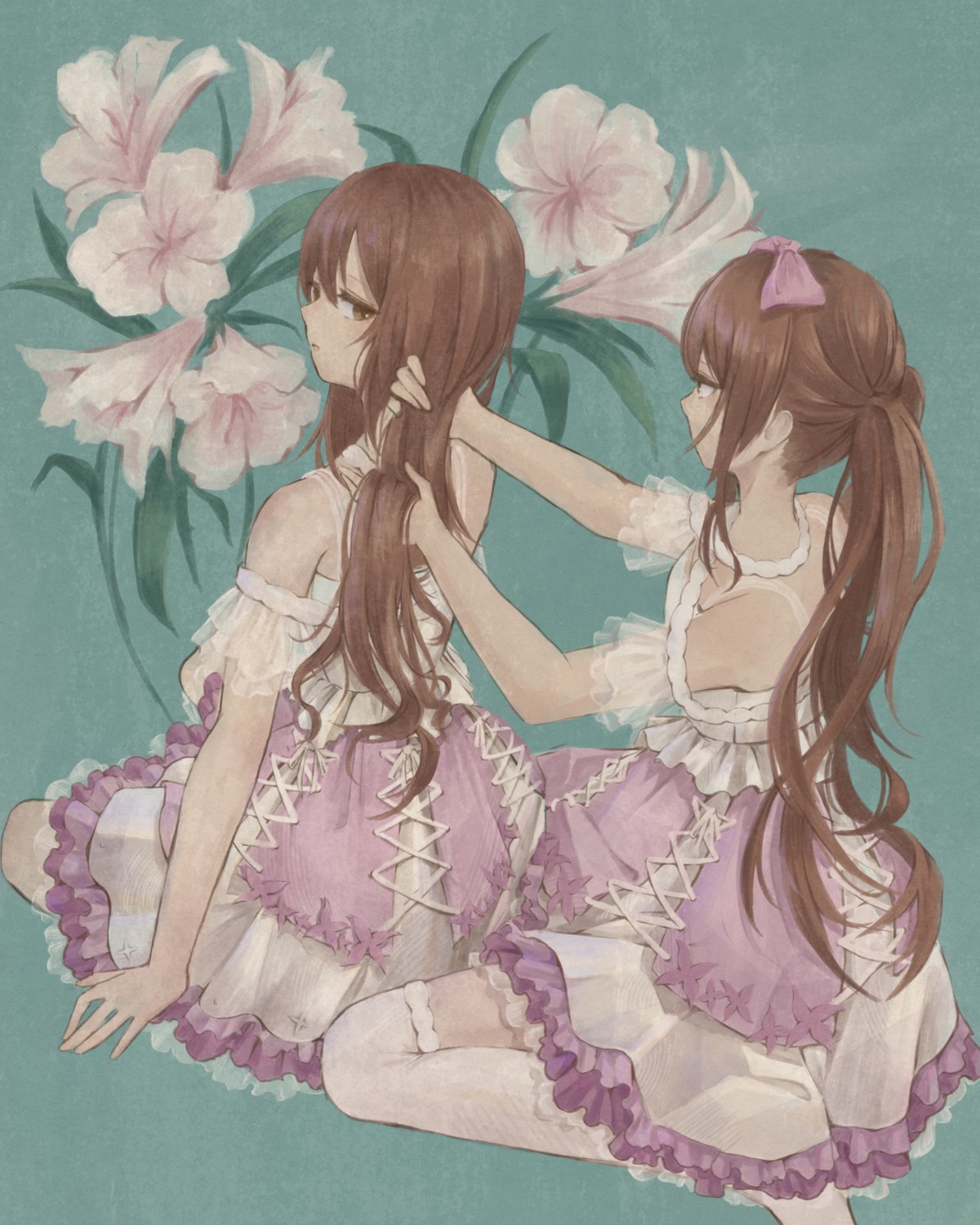 dress, kinakojojo, oosaki_amana, oosaki_tenka, the_idolm@ster, the_idolm@ster_shiny_colors, thighhighs