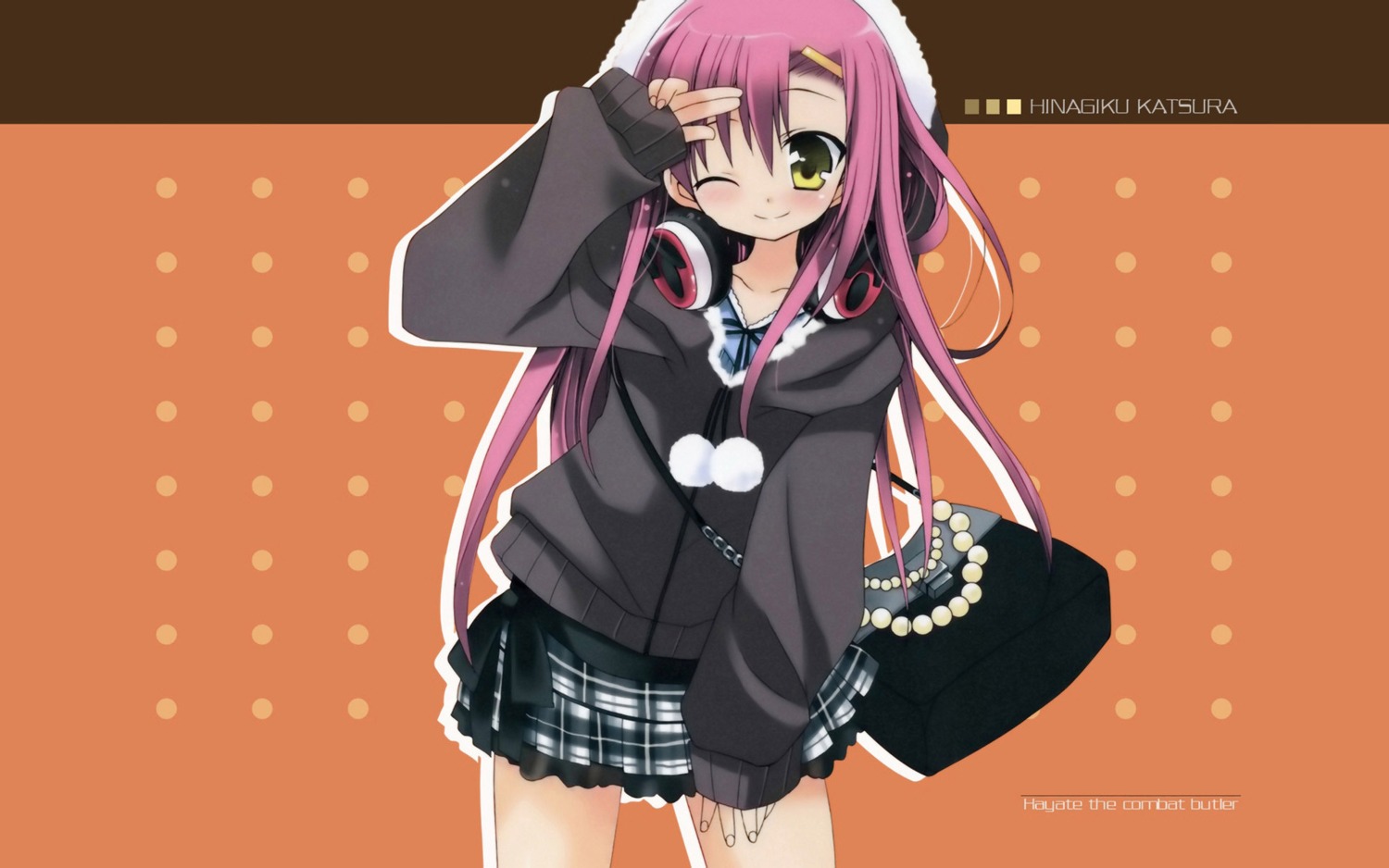 araki_kanao, hayate_no_gotoku, headphones, katsura_hinagiku, wallpaper