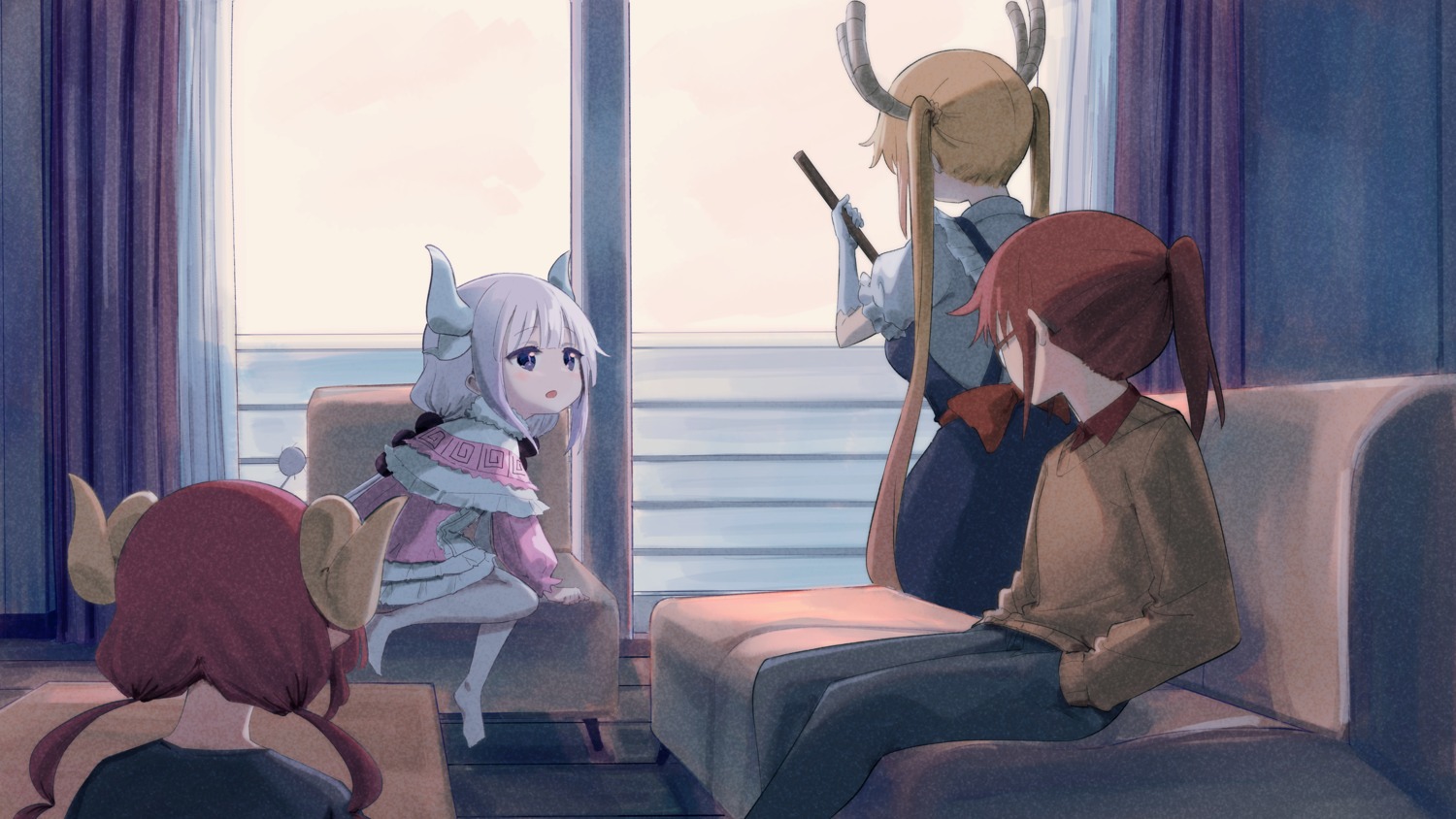horns, ilulu, kanna_kamui, kobayashi-san_chi_no_maidragon, kobayashi_(maidragon), maid, megane, pointy_ears