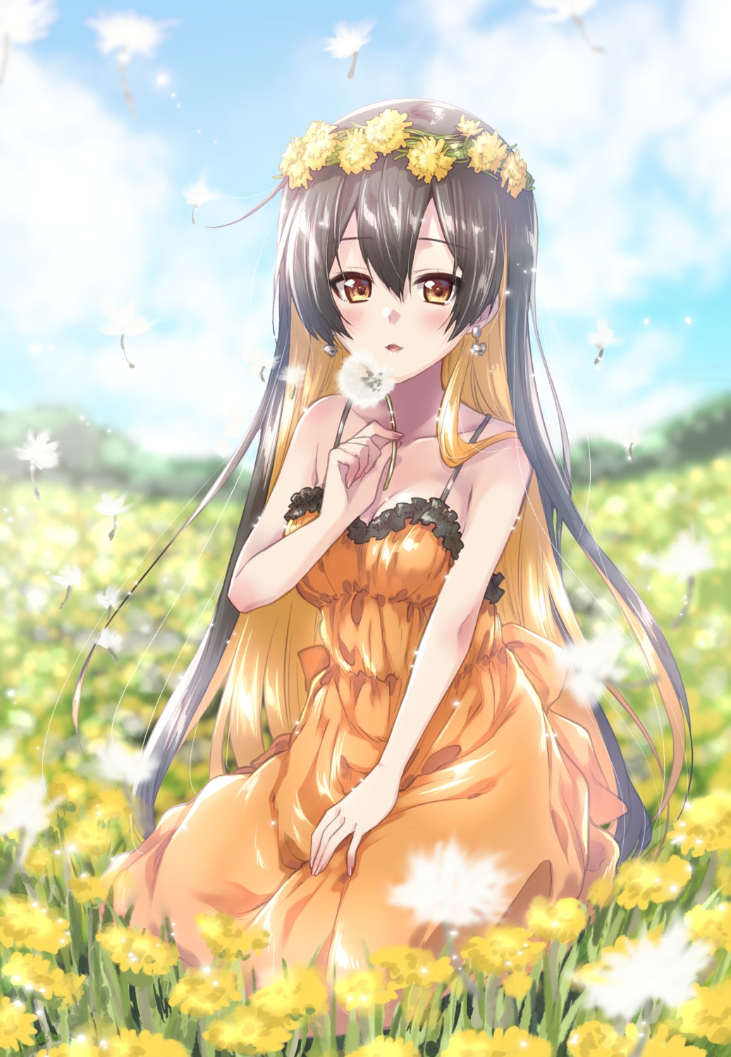 cleavage, dress, kuroi_mimei, no_bra, summer_dress