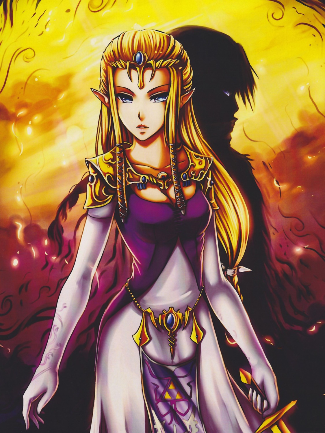 cleavage, dress, pointy_ears, princess_zelda, ramy_badie, sheik, sword, the_legend_of_zelda