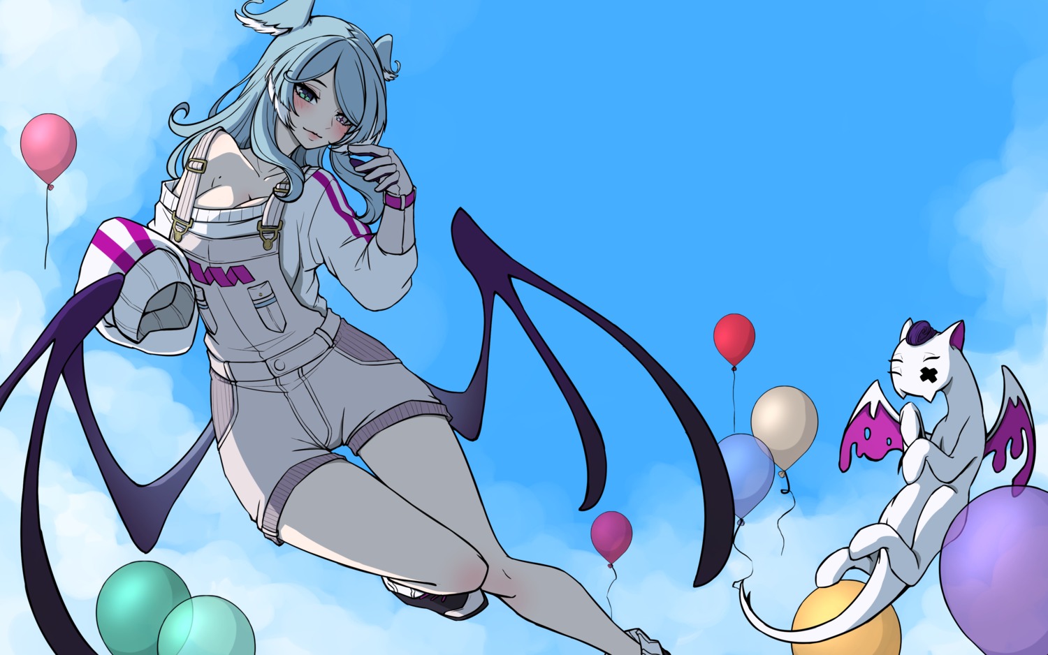 day-tan, elira_pendora, nijisanji, nijisanji_en, no_bra, overalls, wings