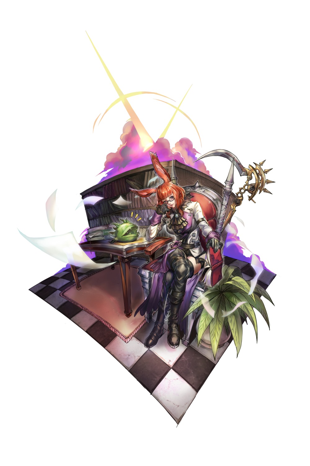 animal_ears, bunny_ears, final_fantasy, final_fantasy_xiv, megane, seneka_grafika, thighhighs, viera