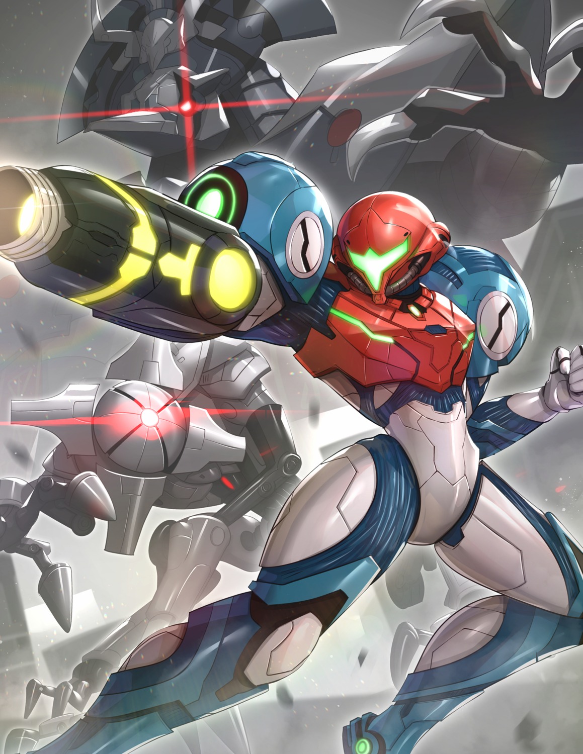 armor, e.m.m.i., gonzarez, mecha, metroid, metroid_dread, samus_aran, weapon