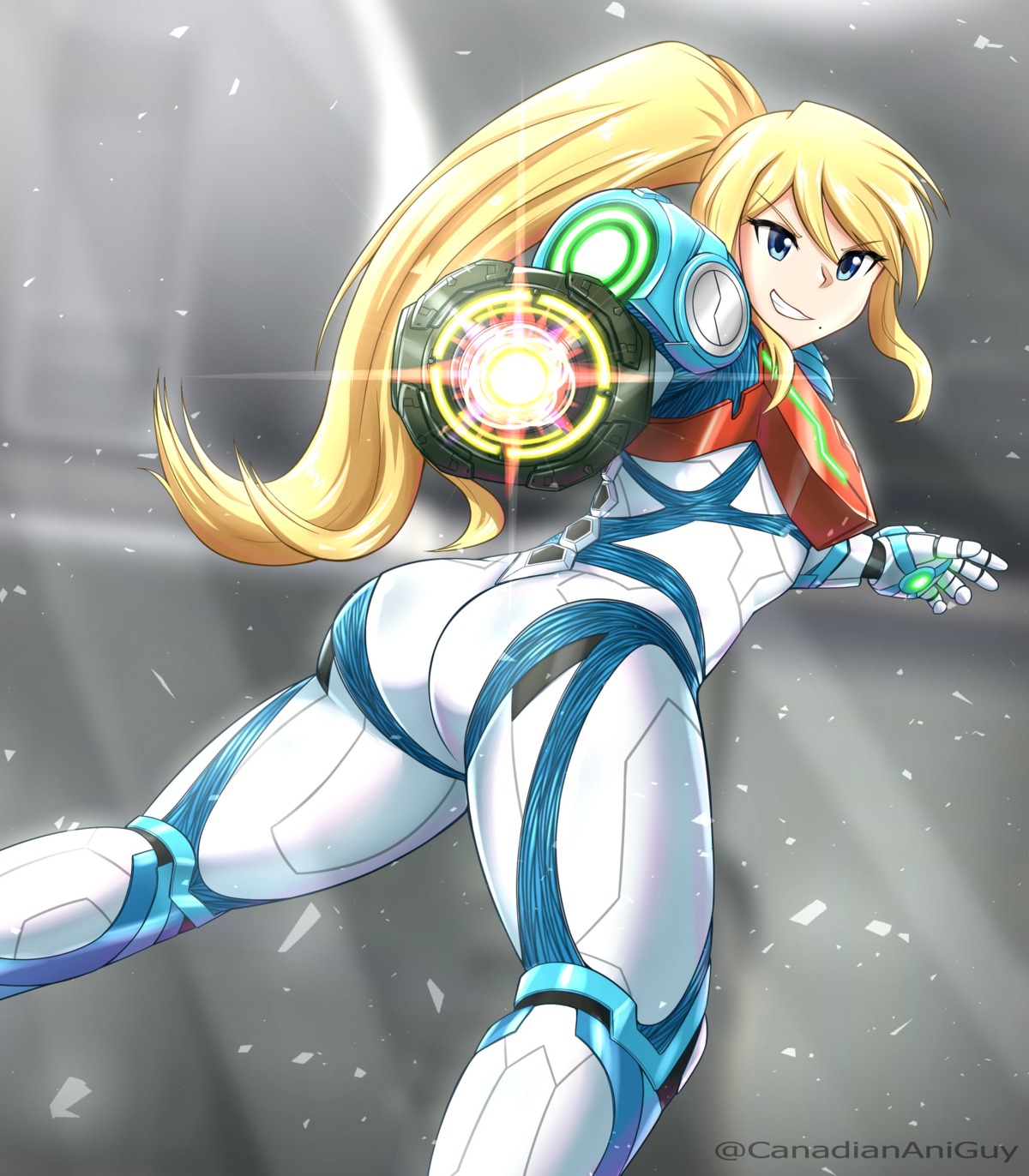 armor, ass, bodysuit, canadiananiguy, metroid, metroid_dread, samus_aran, weapon