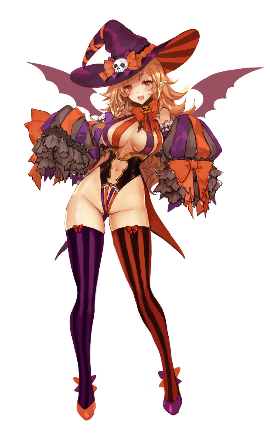 apt, halloween, leotard, no_bra, pointy_ears, thighhighs, wings, witch