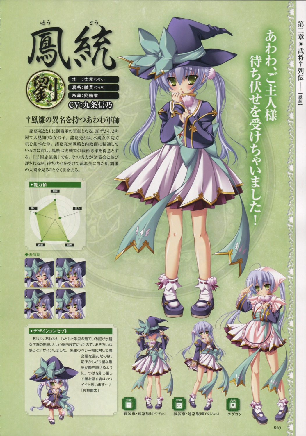 baseson, character_design, chibi, expression, houtou, koihime_musou, maid, profile_page