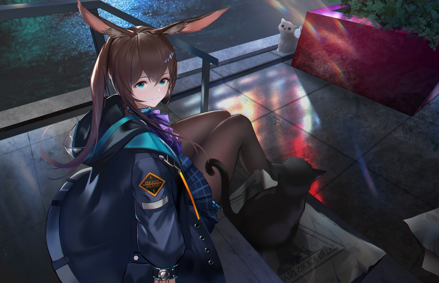 amiya_(arknights), animal_ears, arknights, bunny_ears, neko, pantyhose, sherlock5230
