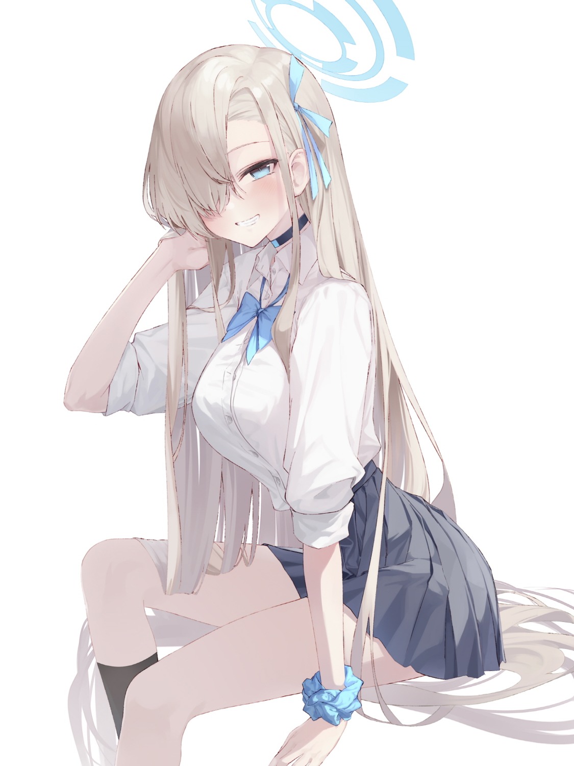 blue_archive, halo, ichinose_asuna, seifuku, skirt_lift, soya_(torga)
