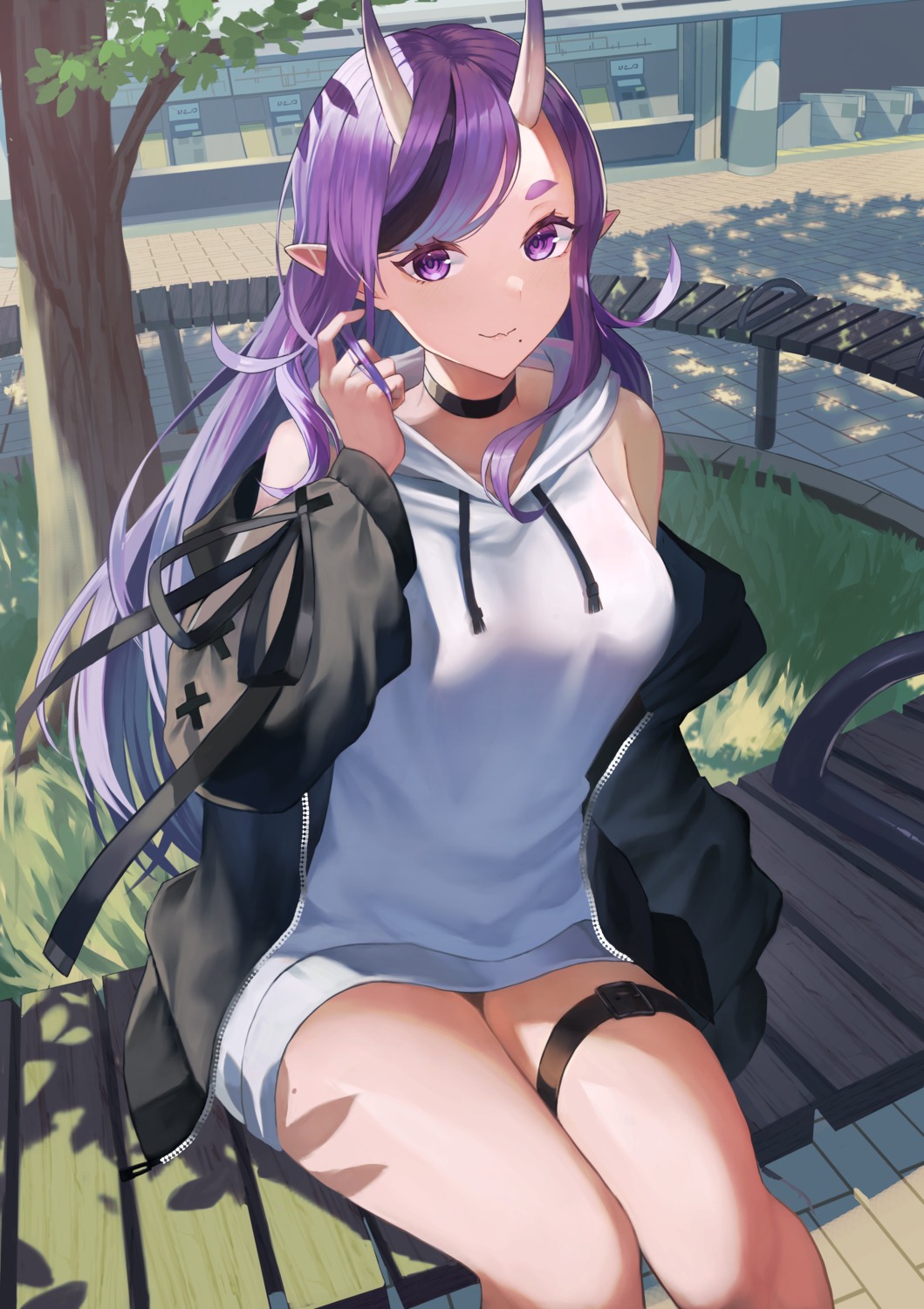 garter, horns, nijisanji, nijisanji_seeds, pointy_ears, rindou_mikoto, saba-kann_(kannsaba)