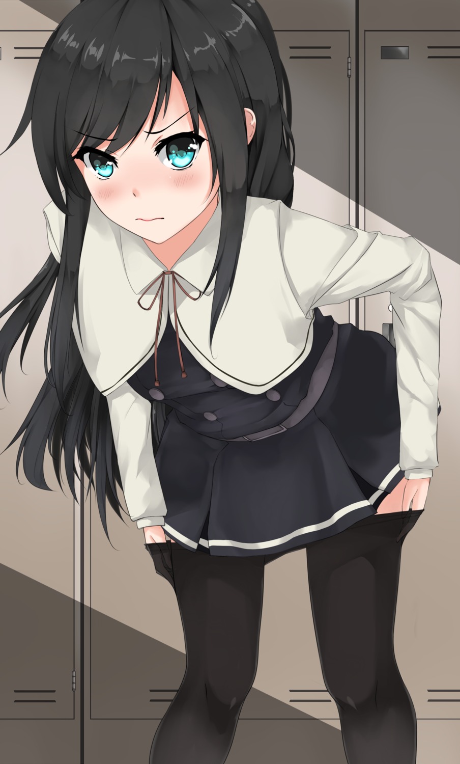 asashio_(kancolle), kantai_collection, kasoke_no_tsubasa, pantyhose, seifuku, skirt_lift, undressing
