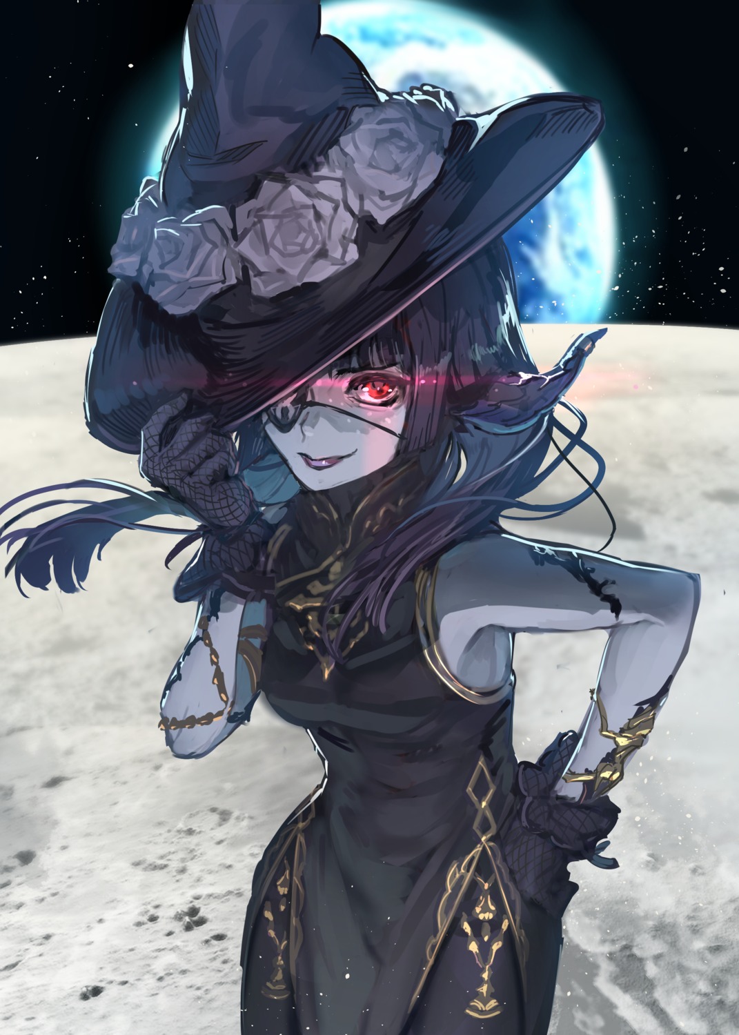 au_ra, chinadress, eyepatch, final_fantasy, final_fantasy_xiv, hide_(hideout), horns, pantyhose