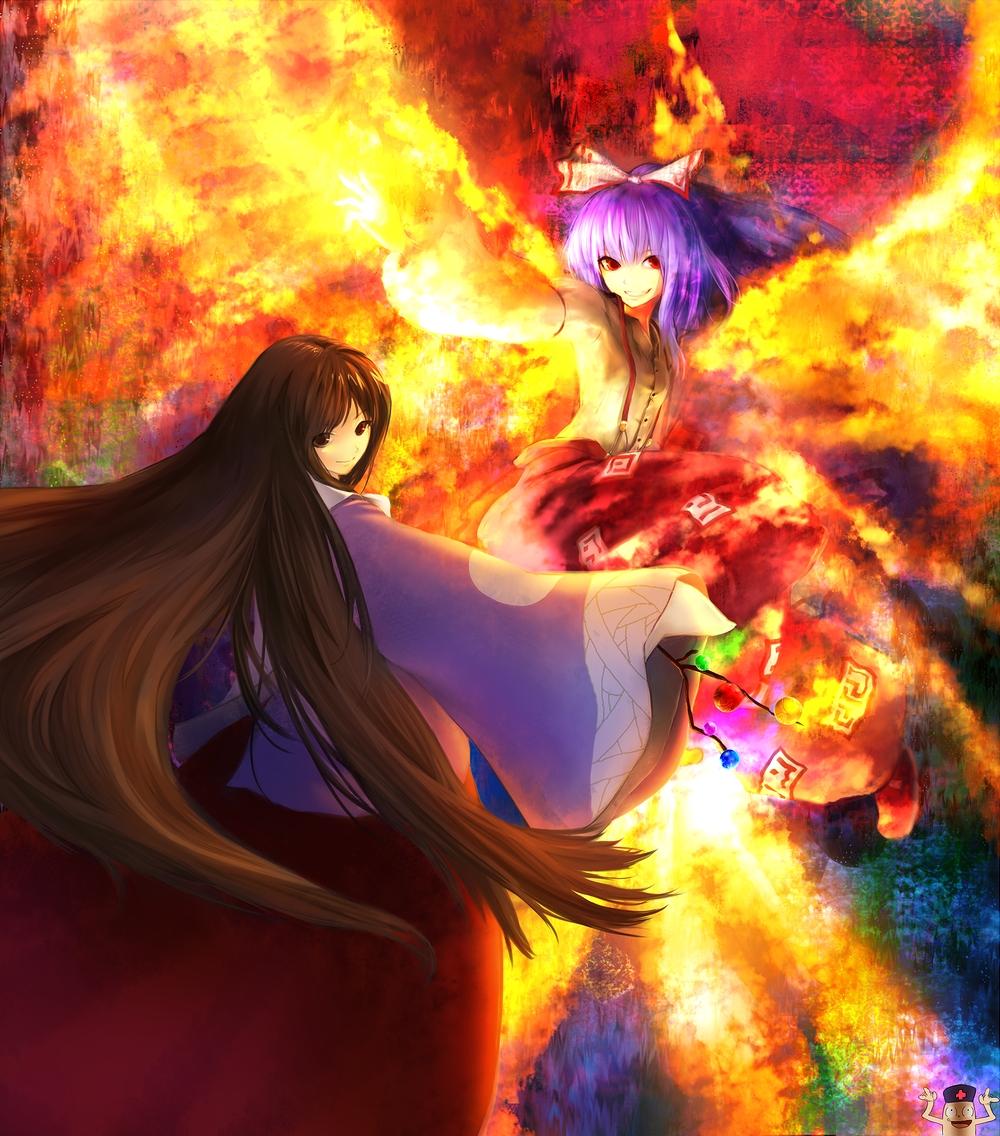 chirigami-san, fujiwara_no_mokou, houraisan_kaguya, touhou