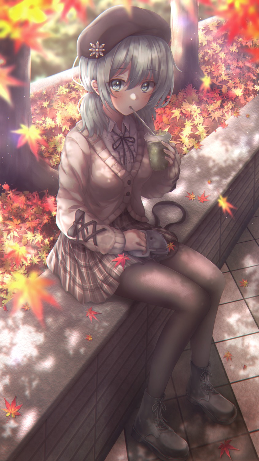 absent, pantyhose, seifuku, skirt_lift, sweater
