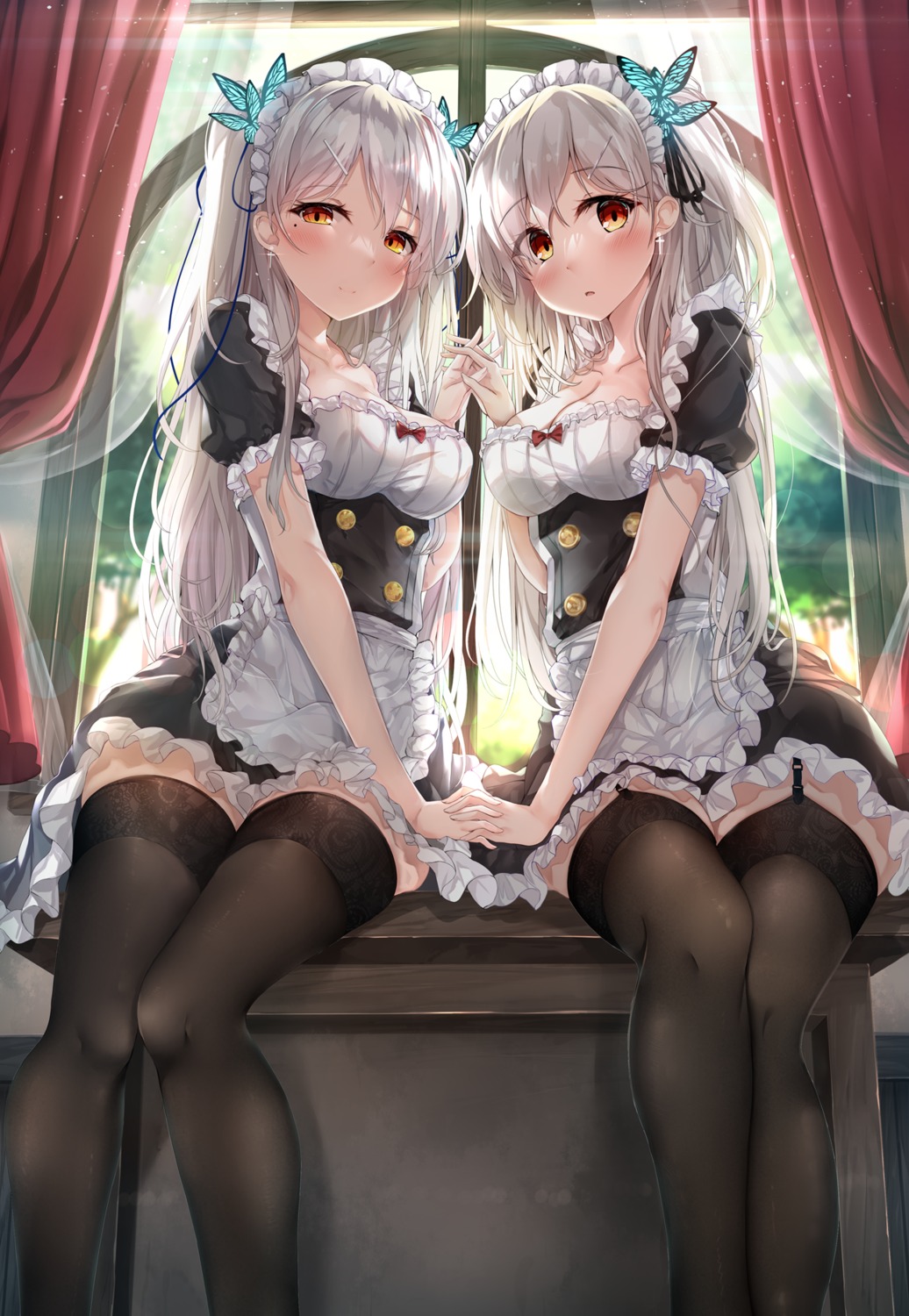 hiiragi_ringo, maid, stockings, thighhighs