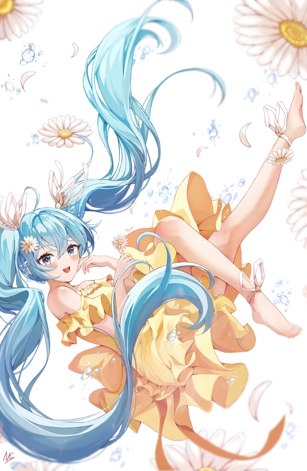 dress, hatsune_miku, nankam, skirt_lift, vocaloid