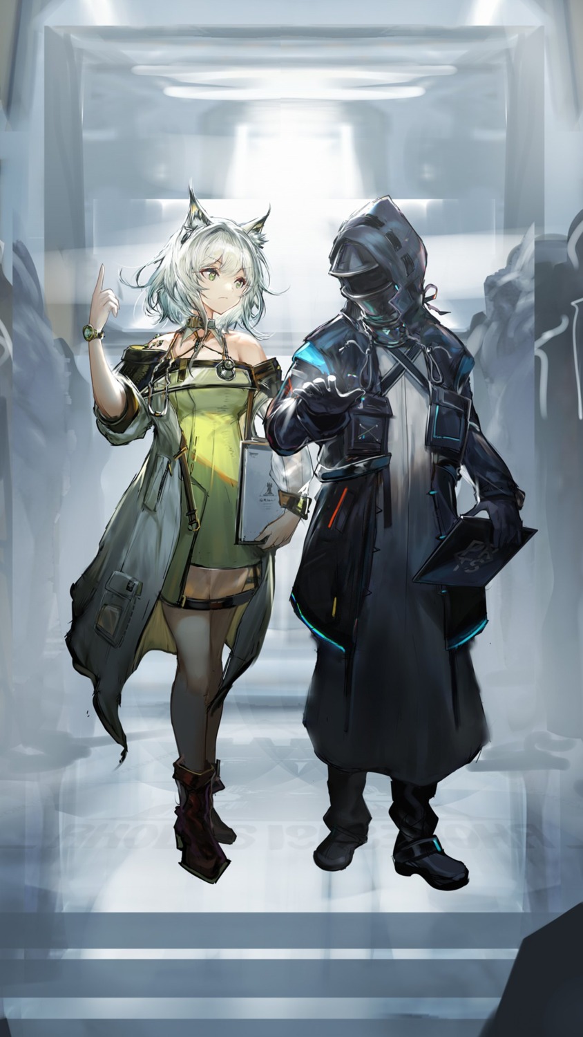 animal_ears, arknights, doctor_(arknights), jell_(jell_y_fish), kal'tsit_(arknights), see_through