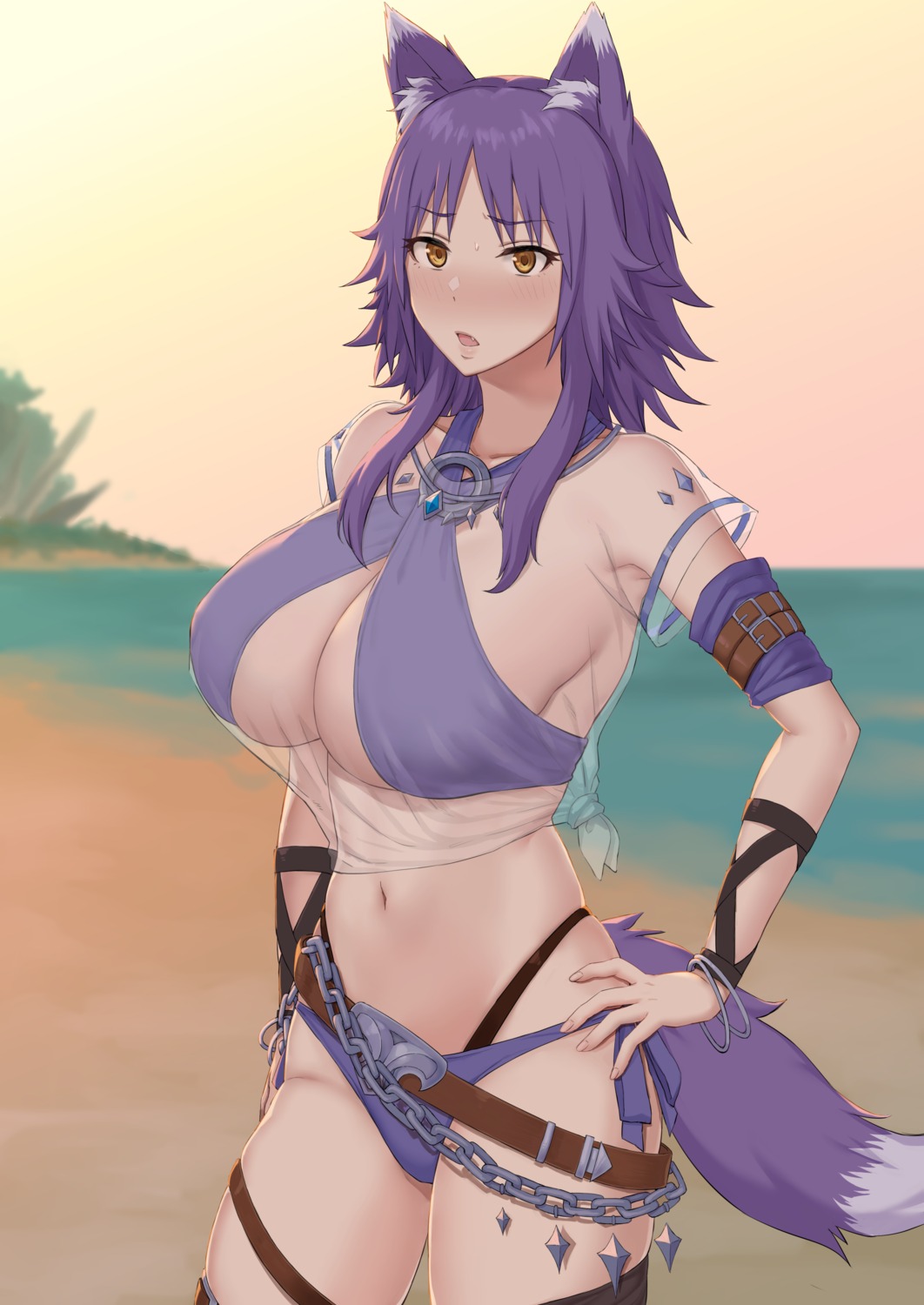 aki_makoto, animal_ears, bikini, garter, princess_connect!, princess_connect!_re:dive, see_through, swimsuits