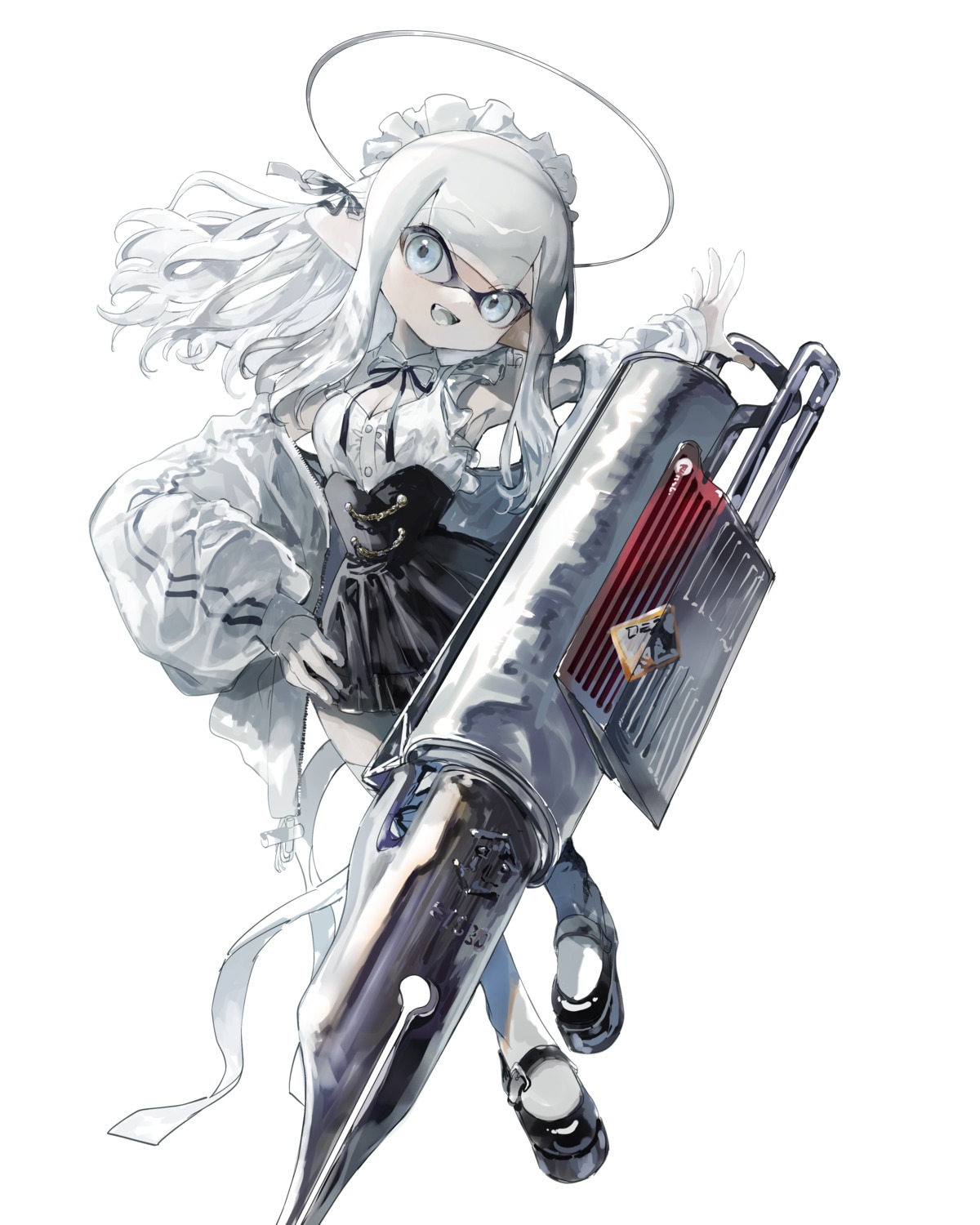 angel, cleavage, dress, gothic_lolita, inkling_(splatoon), lolita_fashion, pointy_ears, splatoon