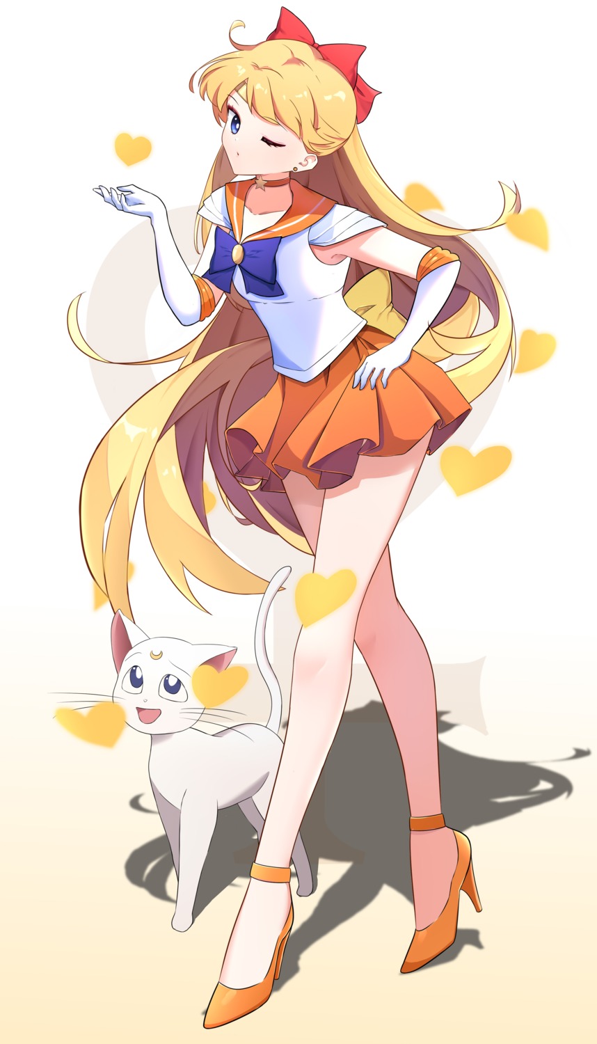 aino_minako, artemis_(sailor_moon), bishoujo_senshi_sailor_moon, heels, lao_wu_xi_wudi, neko, seifuku, tail