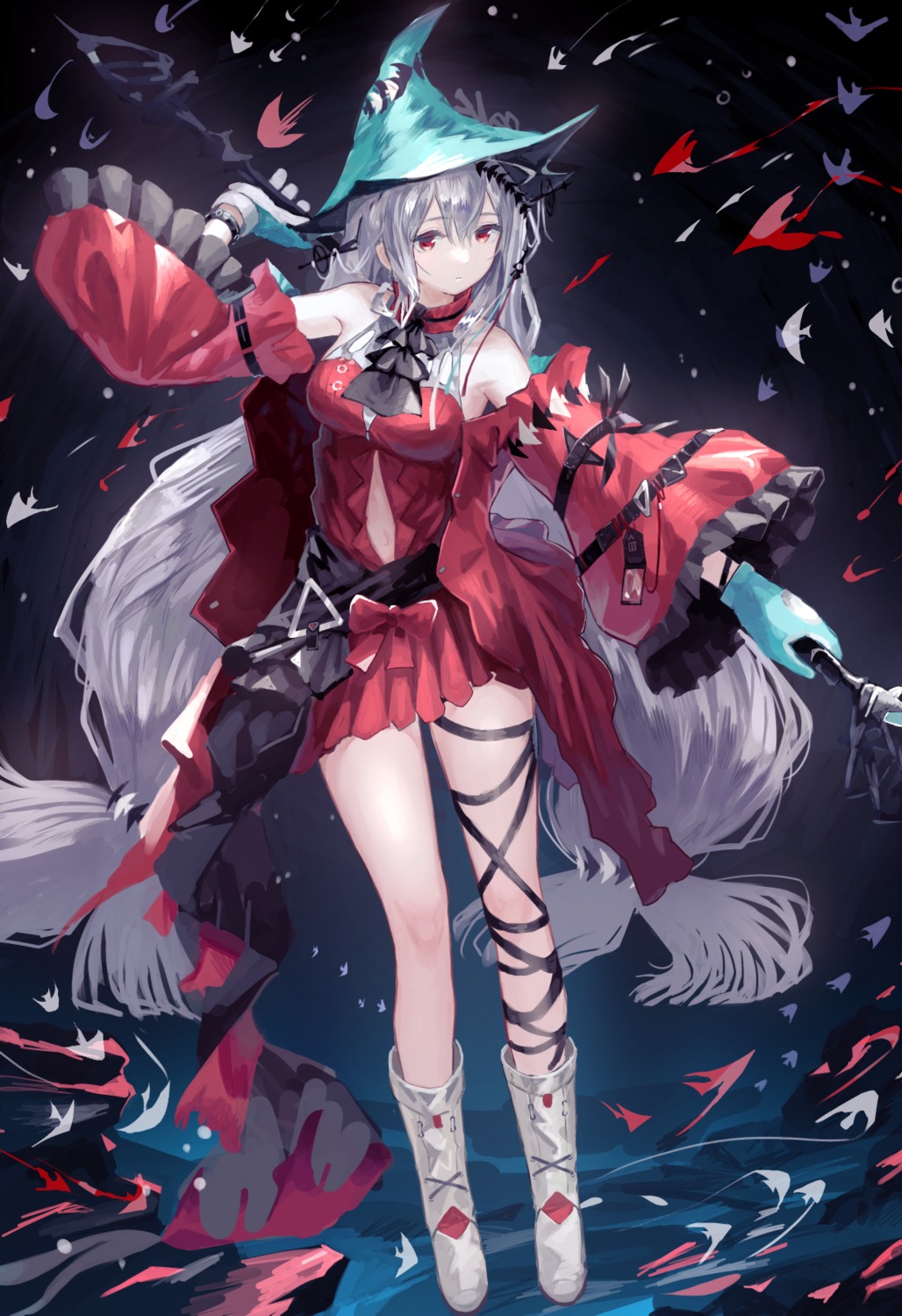 arawado, arknights, dress, skadi_(arknights), weapon, witch