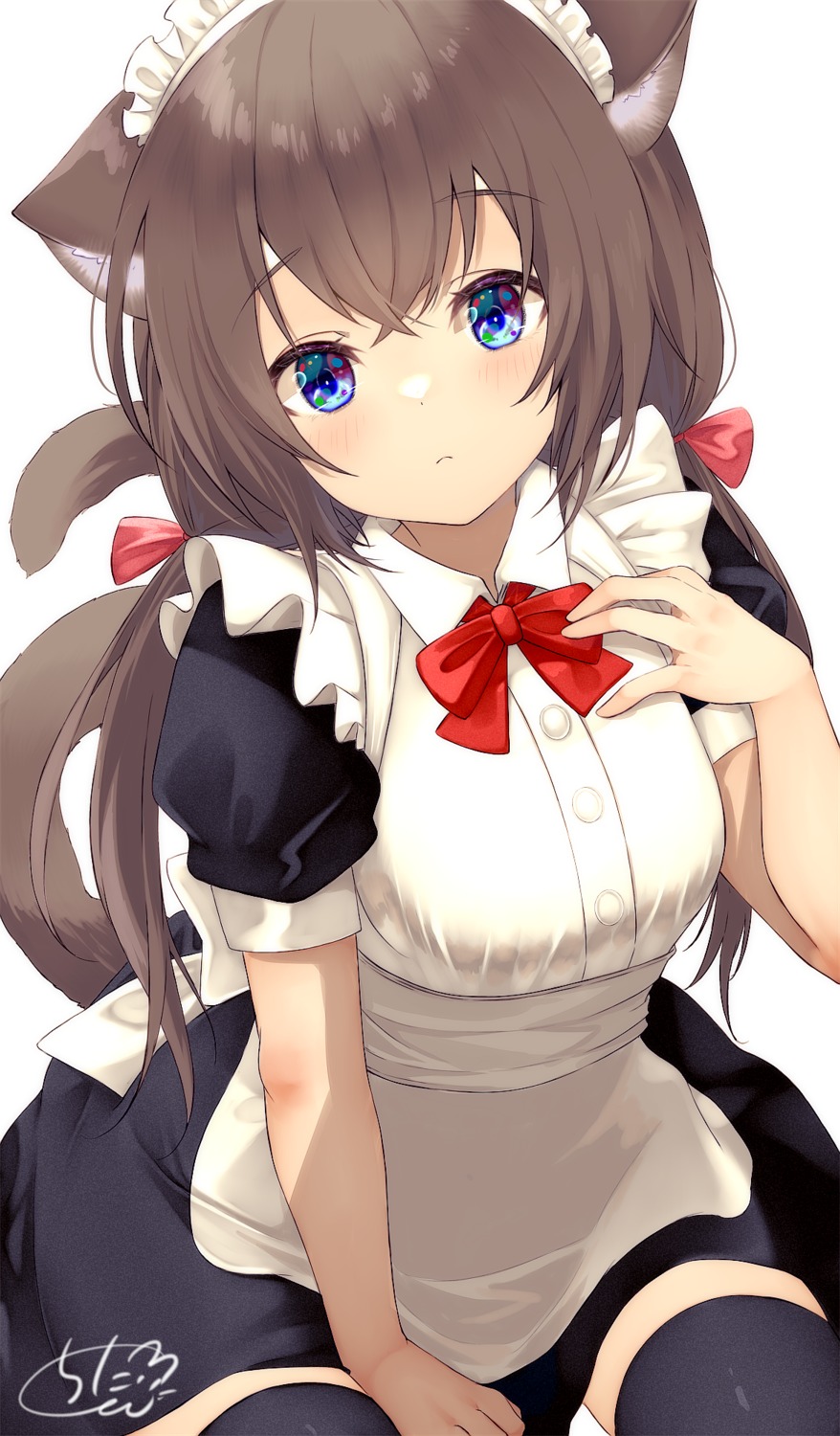 animal_ears, chita_(ketchup), maid, nekomimi, tail, thighhighs