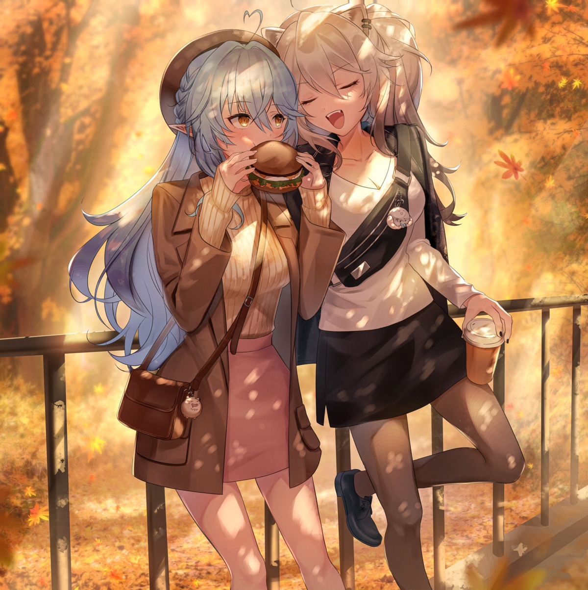 animal_ears, cleavage, elf, eto_sister, hololive, pantyhose, pointy_ears, shishiro_botan