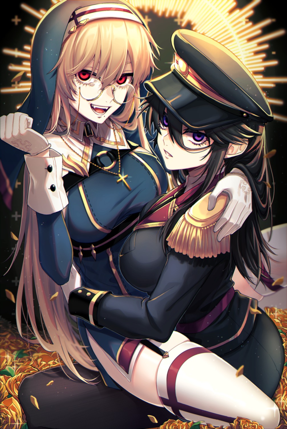 megane, nun, stockings, tatsuuma_daisuke, thighhighs, uniform