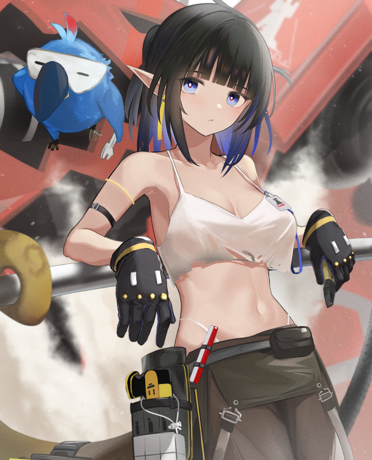 no_bra, nokke_o, pointy_ears, see_through, tail, torn_clothes