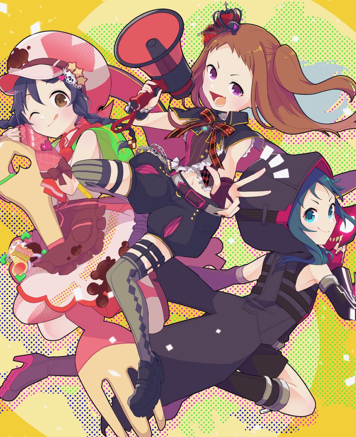 chobota, garter, heels, koseki_reina, miyoshi_sana, nanjou_hikaru, stockings, the_idolm@ster