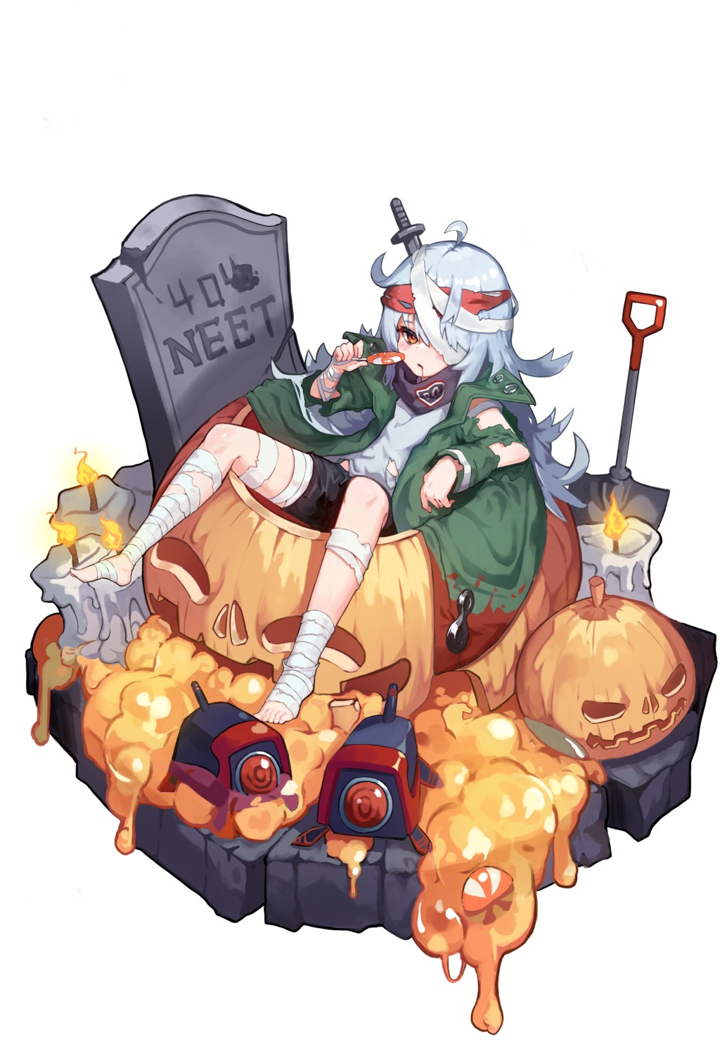 bandages, bluefish_0025, halloween, torn_clothes, weapon