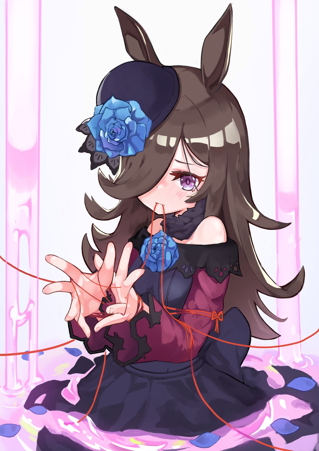 animal_ears, bluefish_0025, bondage, dress, rice_shower_(umamusume), uma_musume_pretty_derby, wet