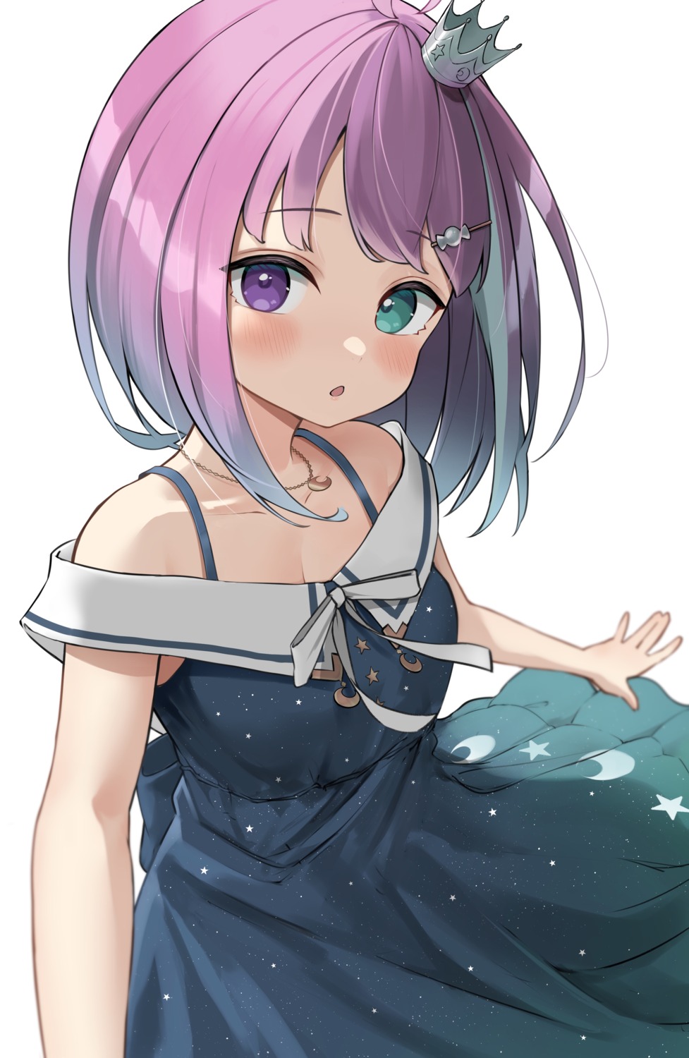 akiki_(kiki), dress, heterochromia, himemori_luna, hololive, skirt_lift