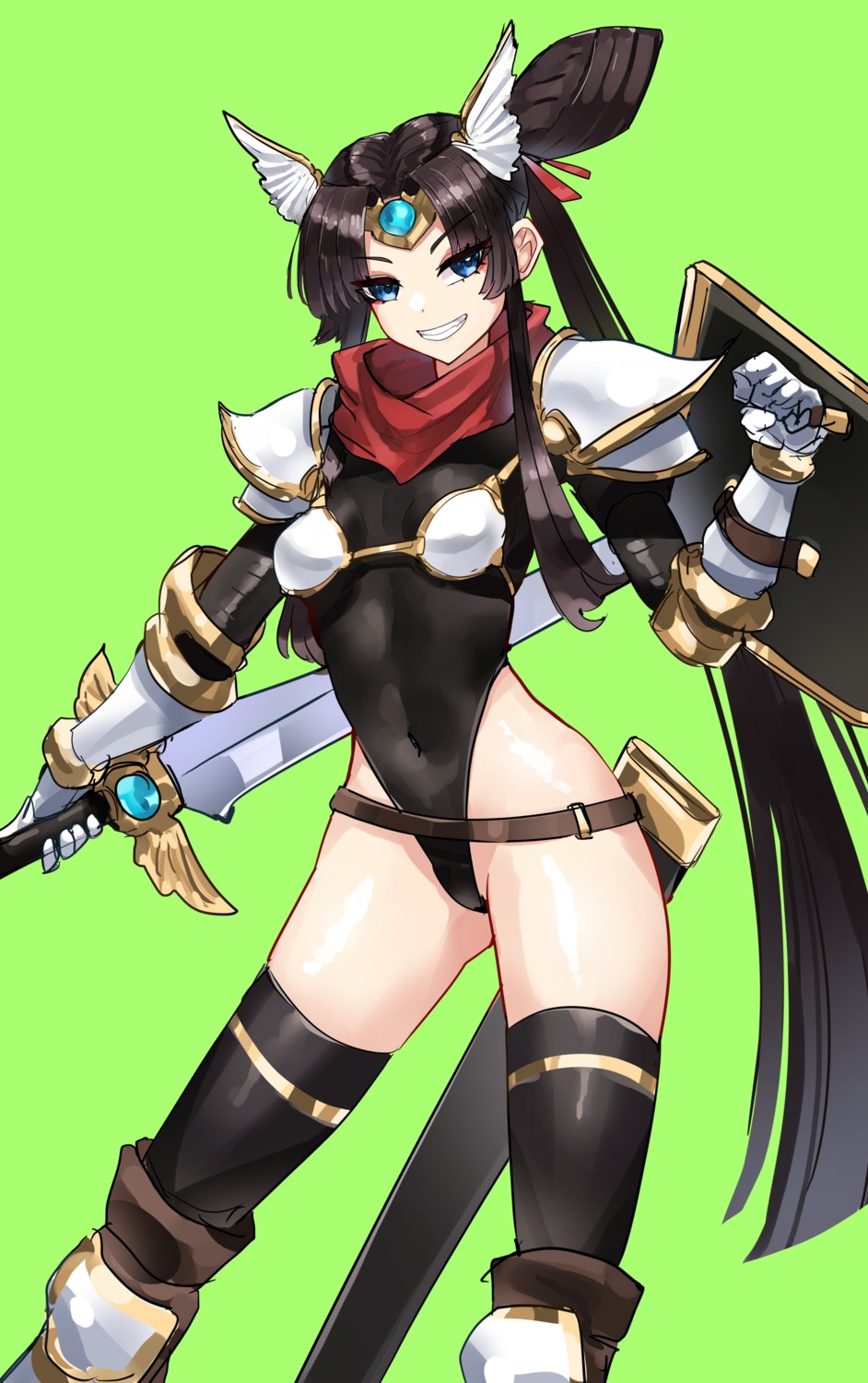 armor, bikini_armor, casul, fate/grand_order, leotard, sword, thighhighs, ushiwakamaru_(fate)