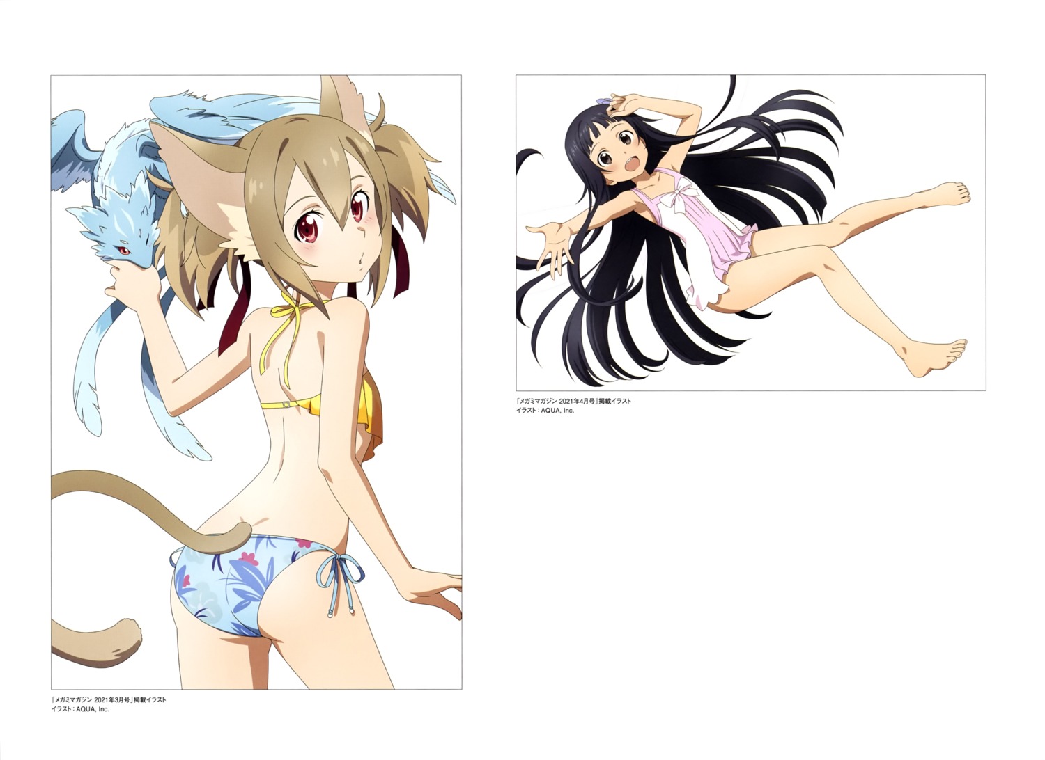 animal_ears, aquastar_inc., pina, silica, swimsuits, sword_art_online, tail, yui_(sword_art_online)