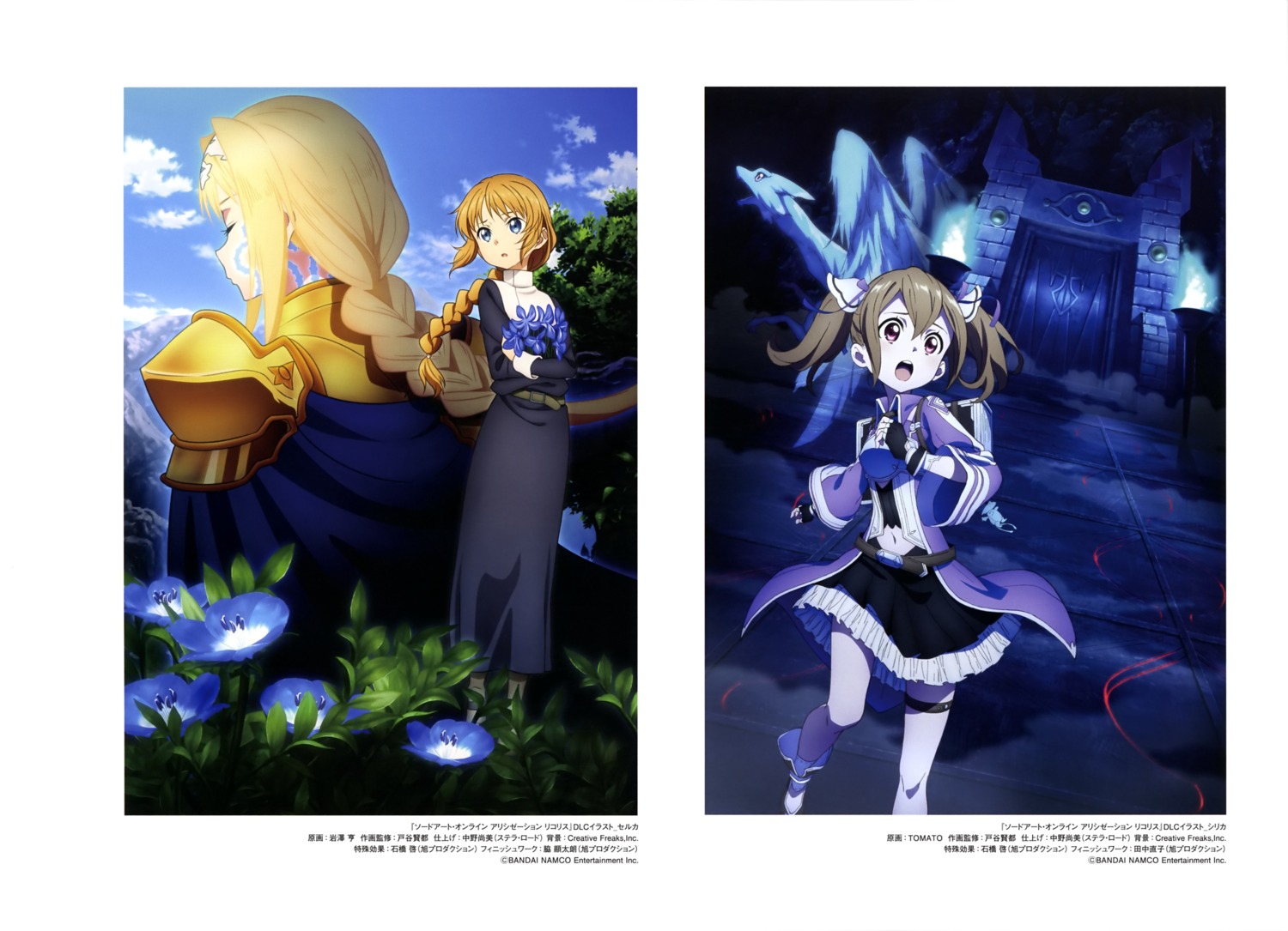 alice_zuberg, armor, bandai_namco, dress, garter, pina, selka_zuberg, silica
