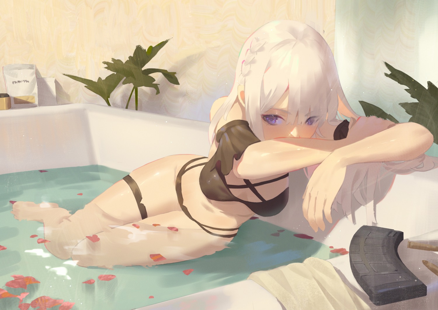 ak-12_(girls_frontline), artist_revision, bikini, cirilla, garter, girls_frontline, swimsuits, wet