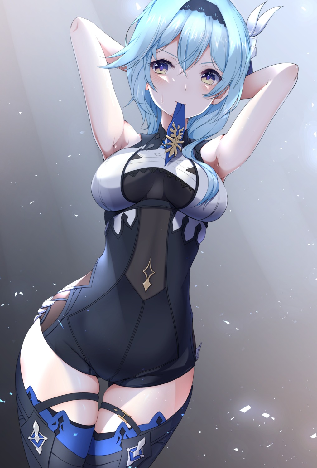 eula, garter, genshin_impact, see_through, tetori_(tetolisto), thighhighs