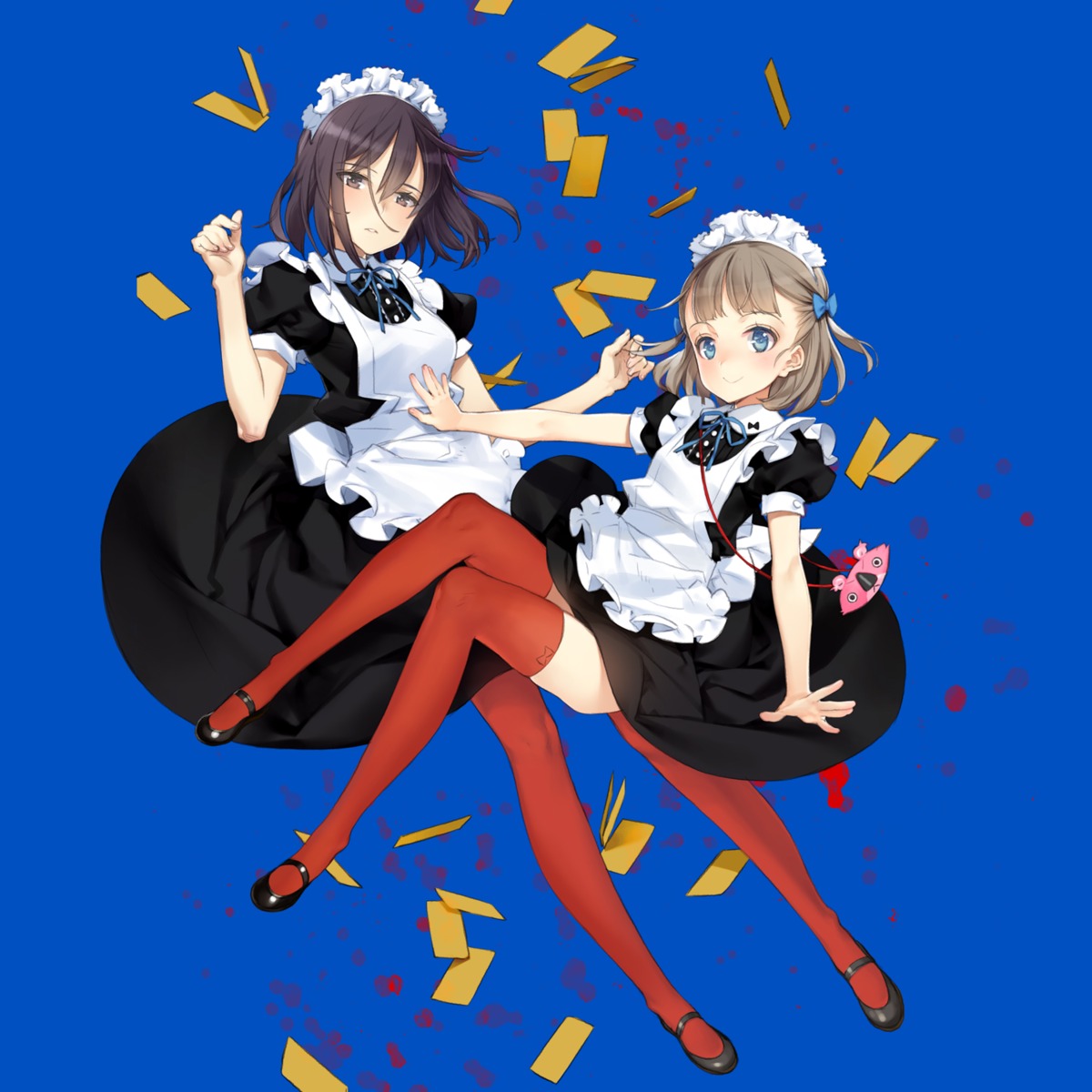 maid, oyari_ashito, skirt_lift, thighhighs