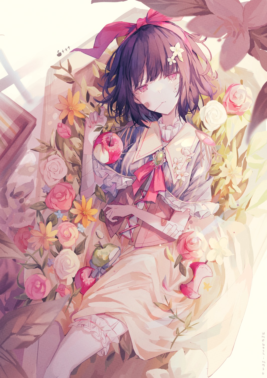 bandaid, skirt_lift, stockings, thighhighs, umemaro