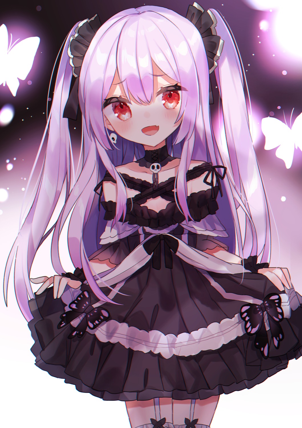 dress, gothic_lolita, hololive, lolita_fashion, noi_mine, skirt_lift, stockings, thighhighs
