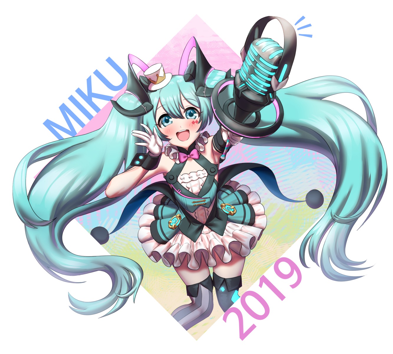 dress, greenteamousou, hatsune_miku, magical_mirai, thighhighs, vocaloid