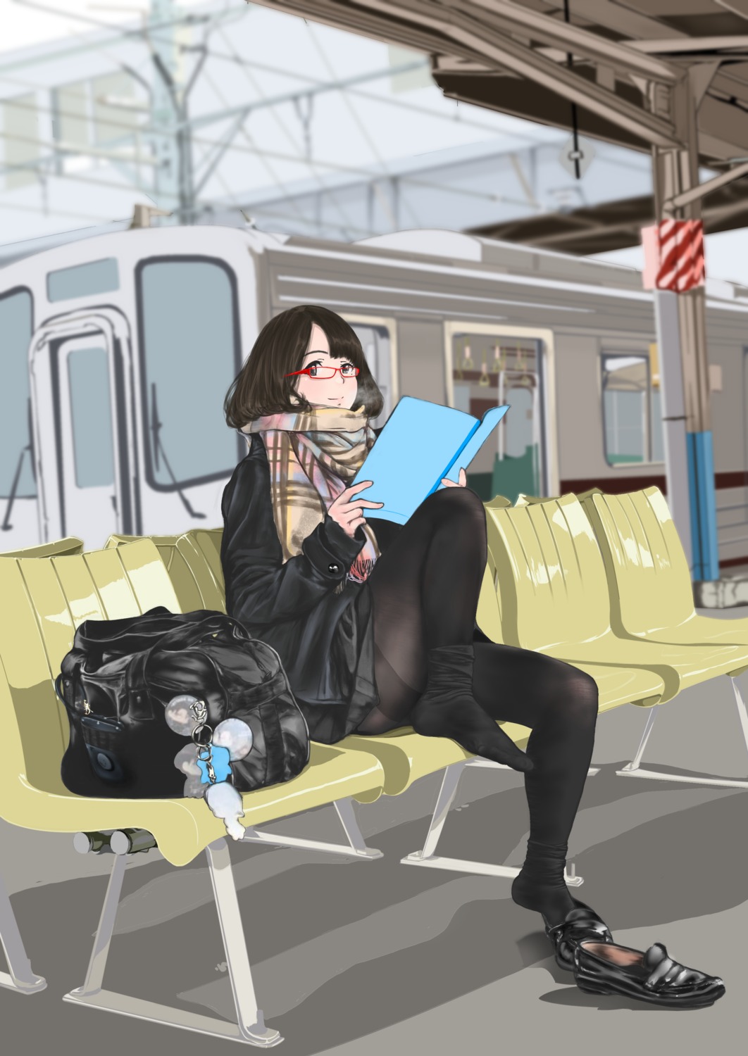 feet, megane, pantyhose, seifuku, skirt_lift, toshiba5275