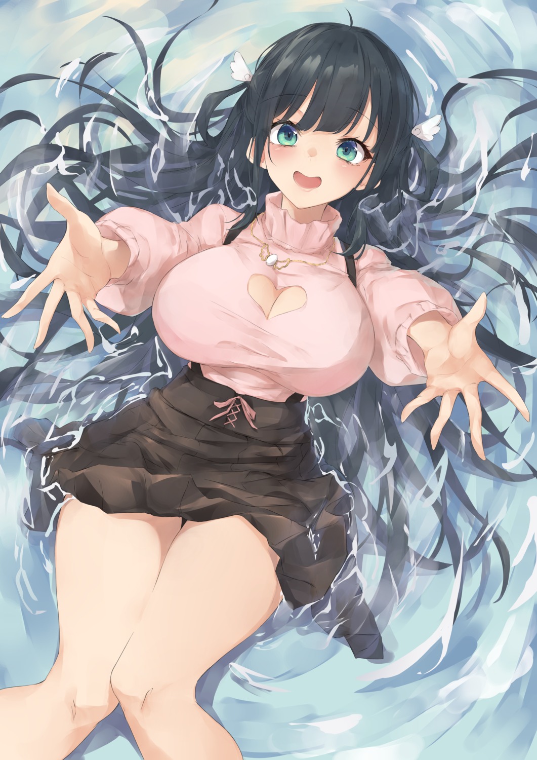 cleavage, skirt_lift, sutetete, wet