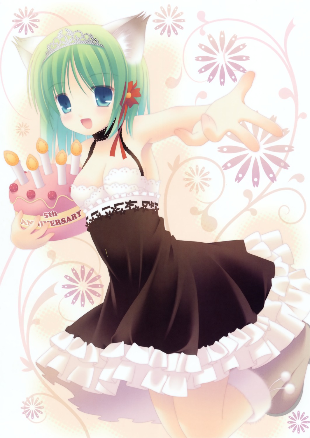 animal_ears, cleavage, greenwood, kurasawa_kyoushou, lolita_fashion, midori, nekomimi