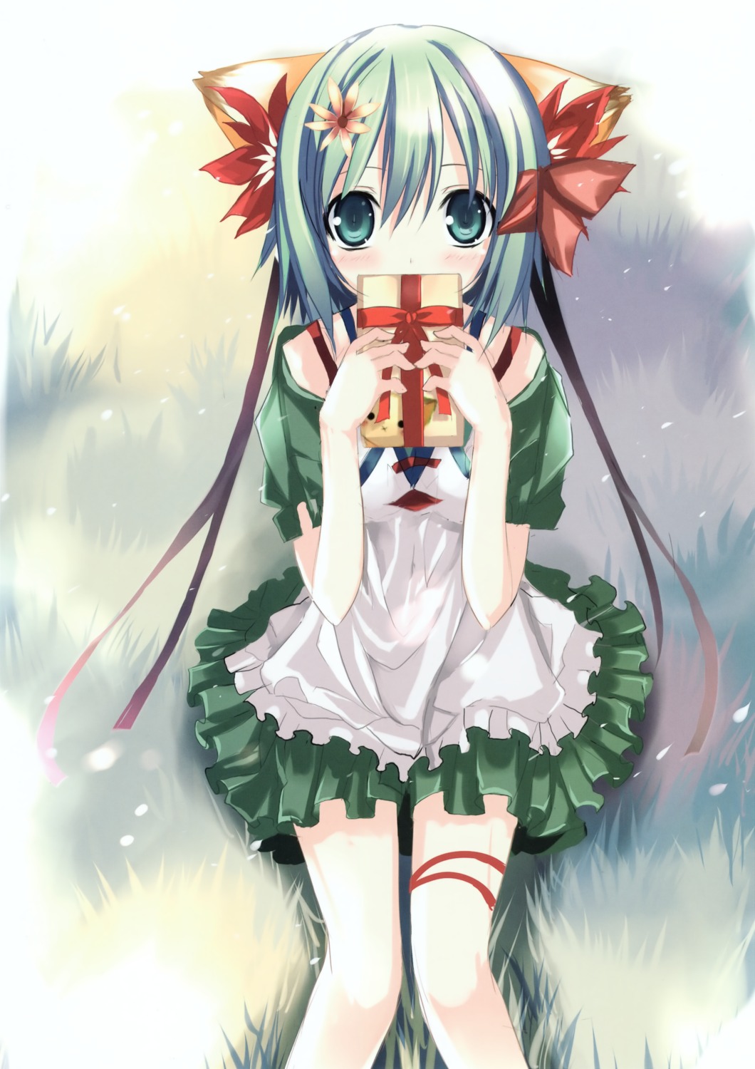 animal_ears, dress, greenwood, midori, nekomimi, shino_(eefy)