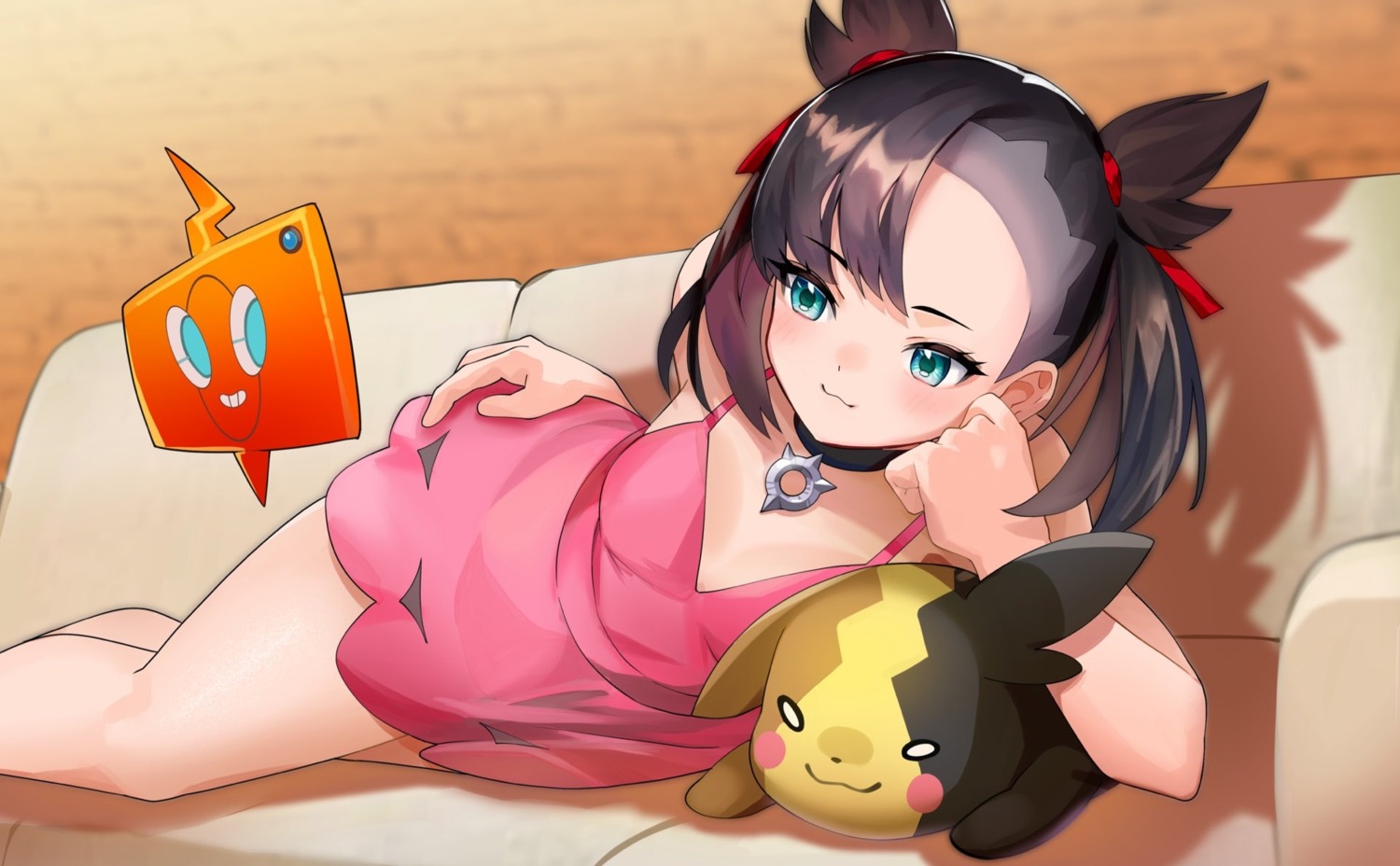 cleavage, dress, mary_(pokemon), morpeko, no_bra, pokemon, pokemon_swsh, tagme