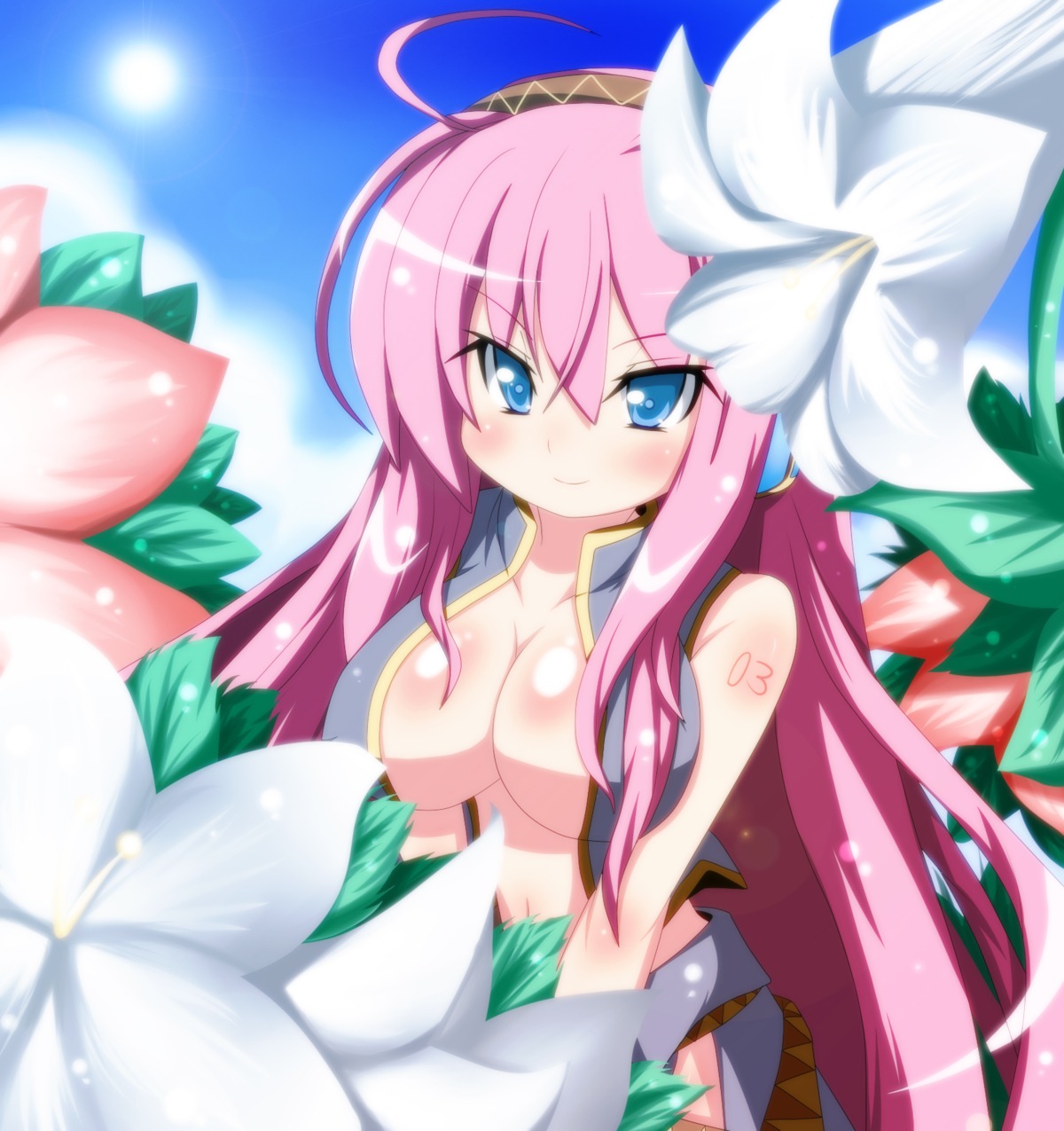 breast_hold, cleavage, kakeru, megurine_luka, vocaloid