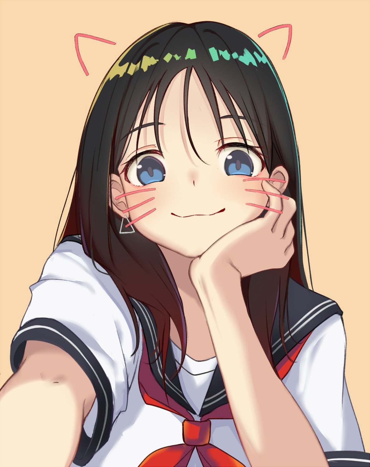 animal_ears, itachi_kanade, nekomimi, seifuku, selfie